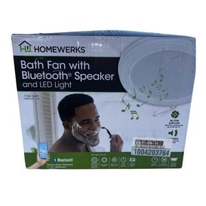 Homewerks Bathroom Fan with Bluetooth Speaker and LED Light Ceiling Flush Mount